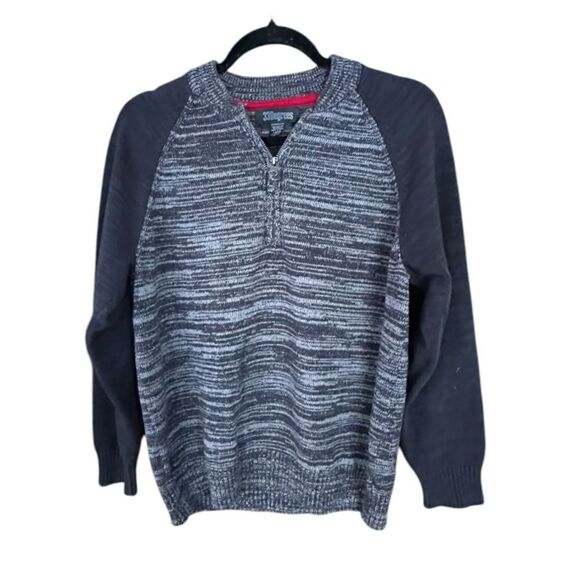 Mens 33 Degrees Gray Tones 1/4 Zip Sweater w/Raglan Sleeves. Large EUC. - Picture 1 of 6